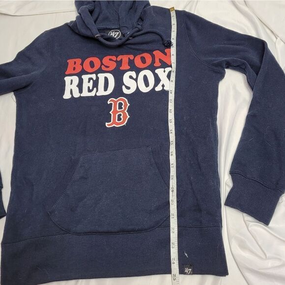 RED SOX '47 navy blue MLB graphic pullover hoodie hooded sweatshirt M - Picture 7 of 7